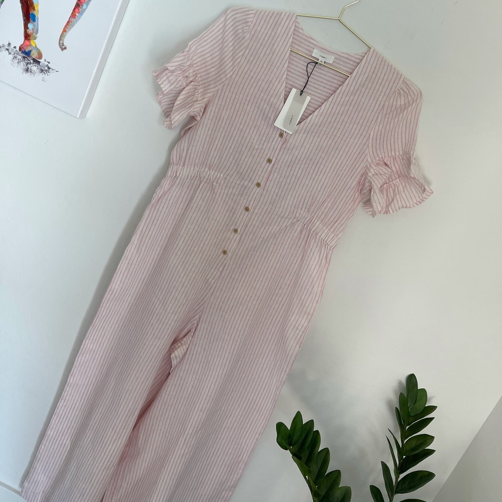 A Loves A  Linen/Cotton Flutter Sleeve Jumpsuit M
